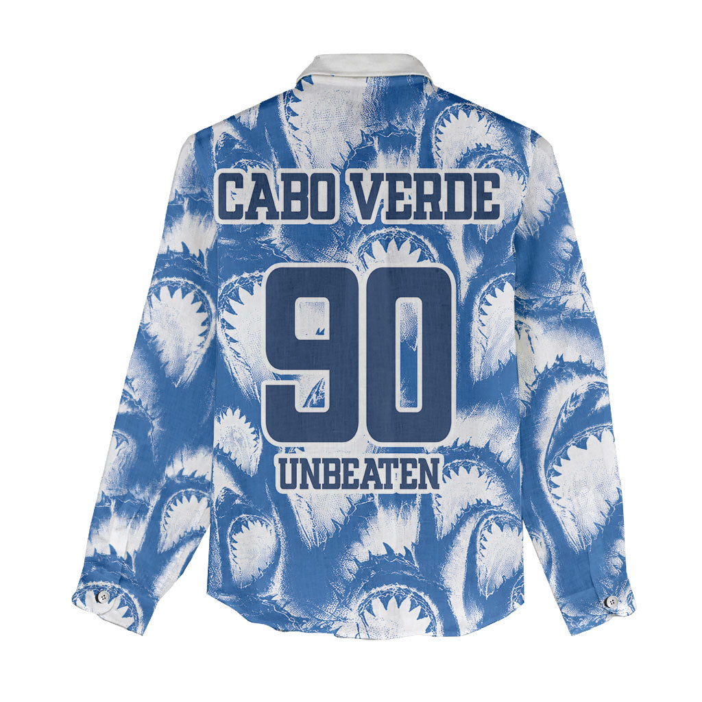 Cape Verde Football Women Casual Shirt Blue Sharks - Unbeaten in 90 Minutes