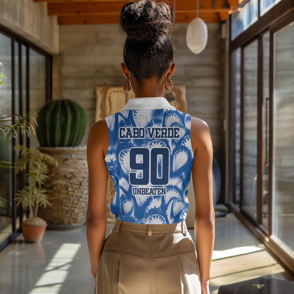 Cape Verde Football Women Sleeveless Polo Shirt Blue Sharks - Unbeaten in 90 Minutes