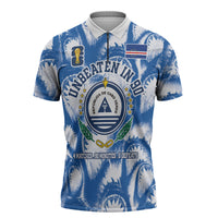 Cape Verde Football Zipper Polo Shirt Blue Sharks - Unbeaten in 90 Minutes