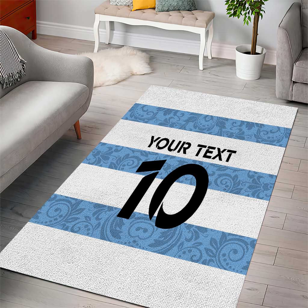 Custom Argentina Rugby 2024 Area Rug Vamos Los Pumas with Jaguar and Floral Pattern - Wonder Print Shop