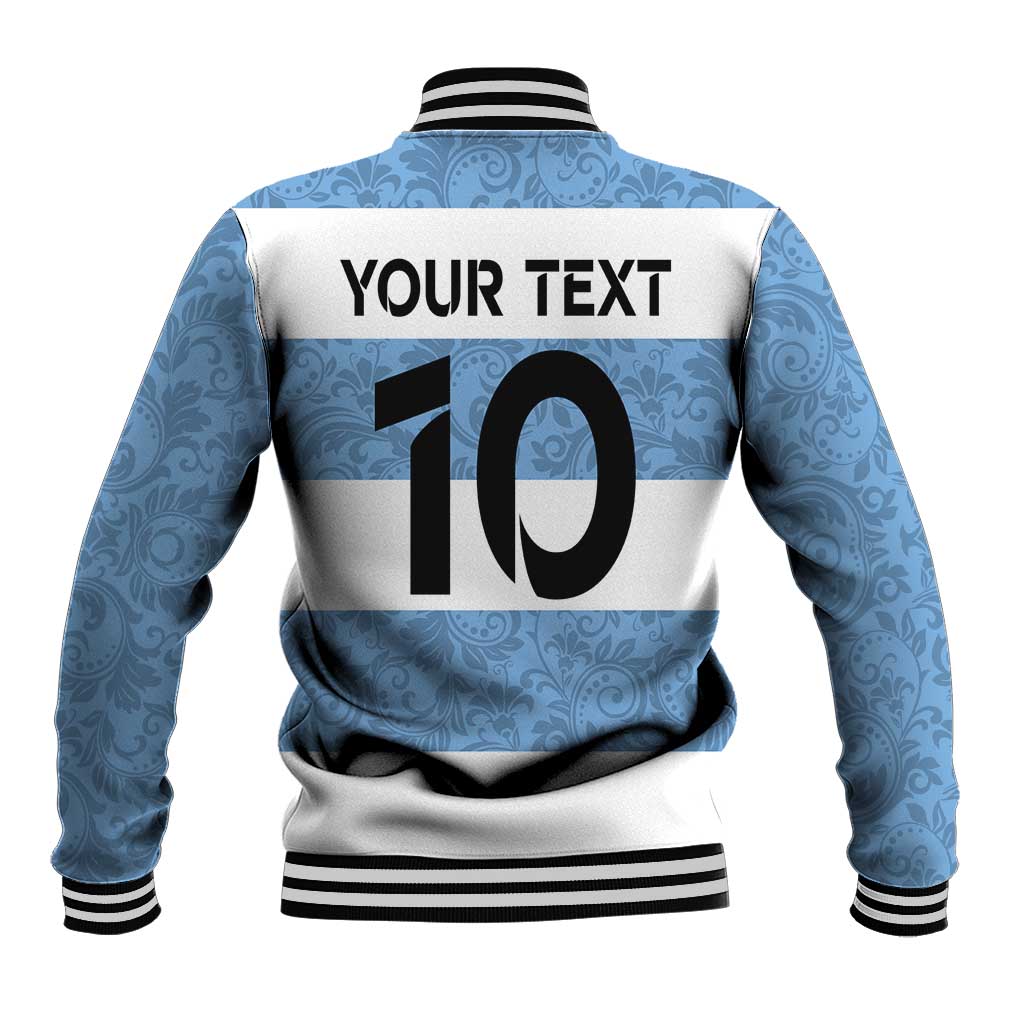Custom Argentina Rugby 2024 Baseball Jacket Vamos Los Pumas with Jaguar and Floral Pattern - Wonder Print Shop