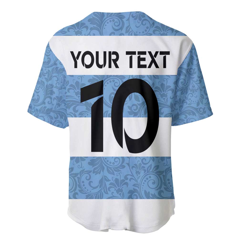 Custom Argentina Rugby 2024 Baseball Jersey Vamos Los Pumas with Jaguar and Floral Pattern - Wonder Print Shop