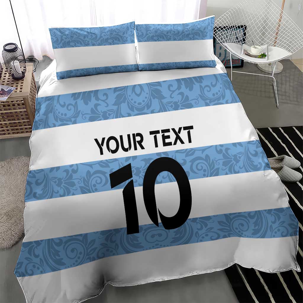 Custom Argentina Rugby 2024 Bedding Set Vamos Los Pumas with Jaguar and Floral Pattern - Wonder Print Shop