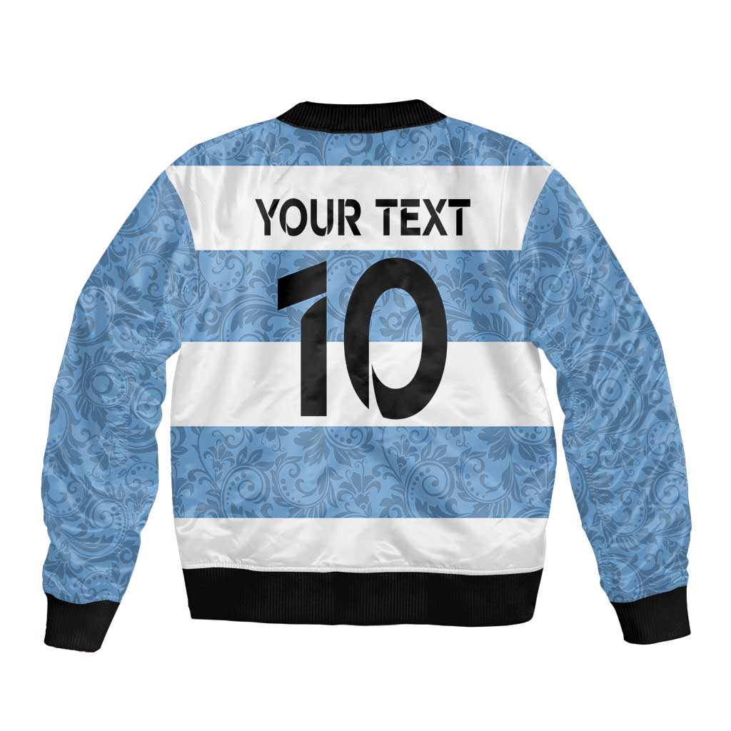 Custom Argentina Rugby 2024 Bomber Jacket Vamos Los Pumas with Jaguar and Floral Pattern - Wonder Print Shop