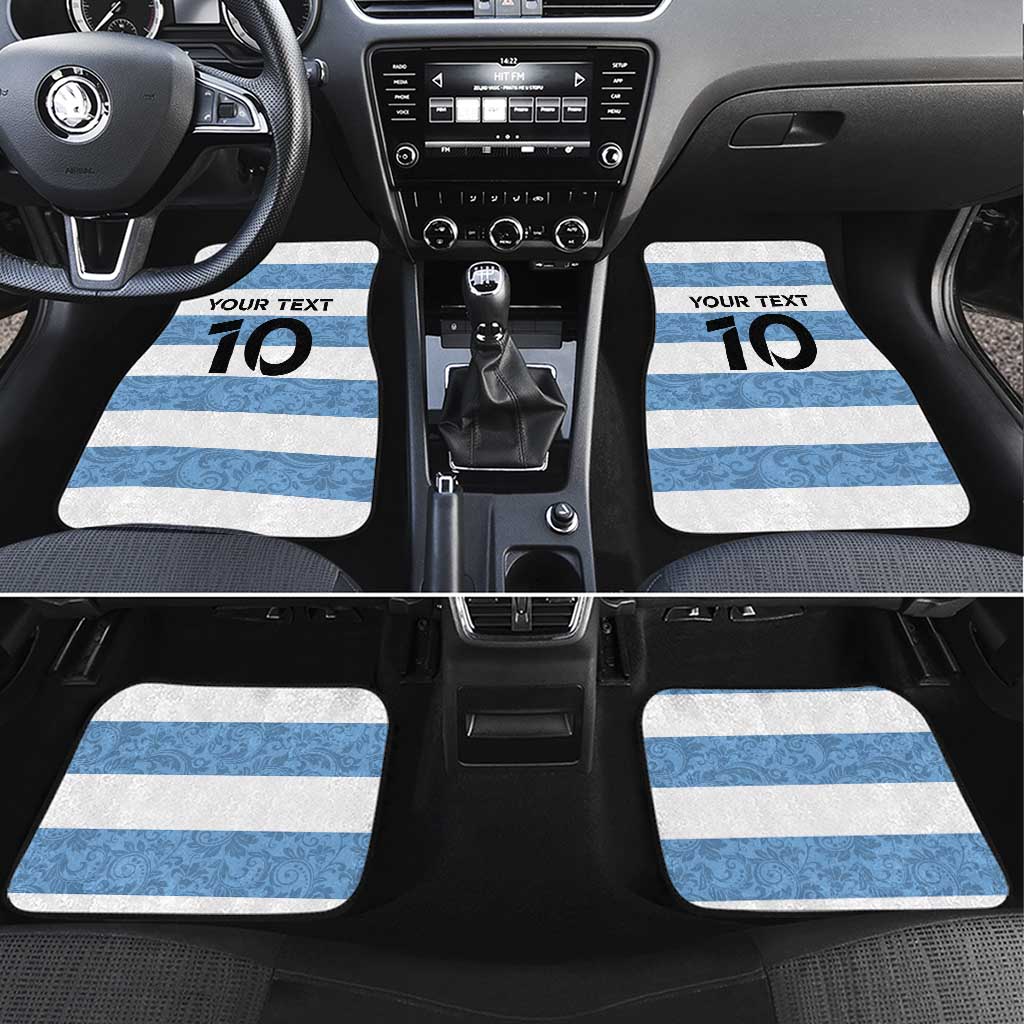 Custom Argentina Rugby 2024 Car Mats Vamos Los Pumas with Jaguar and Floral Pattern - Wonder Print Shop