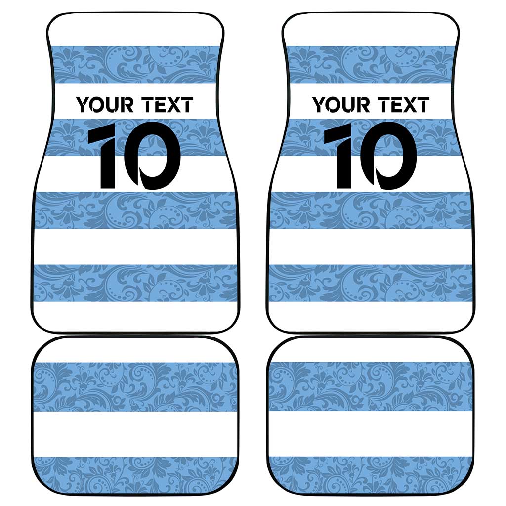 Custom Argentina Rugby 2024 Car Mats Vamos Los Pumas with Jaguar and Floral Pattern - Wonder Print Shop