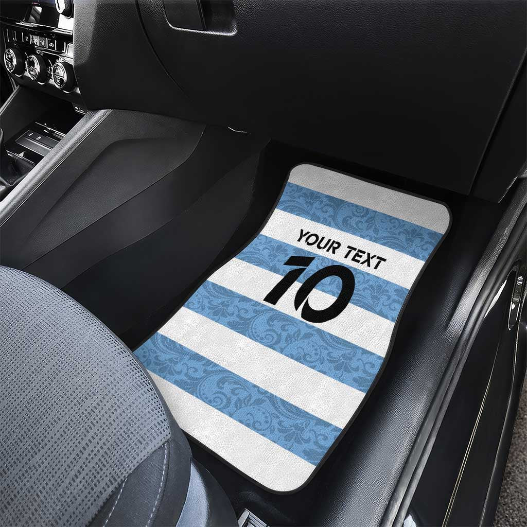 Custom Argentina Rugby 2024 Car Mats Vamos Los Pumas with Jaguar and Floral Pattern - Wonder Print Shop