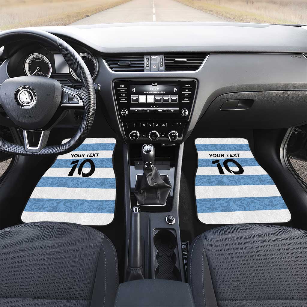 Custom Argentina Rugby 2024 Car Mats Vamos Los Pumas with Jaguar and Floral Pattern - Wonder Print Shop