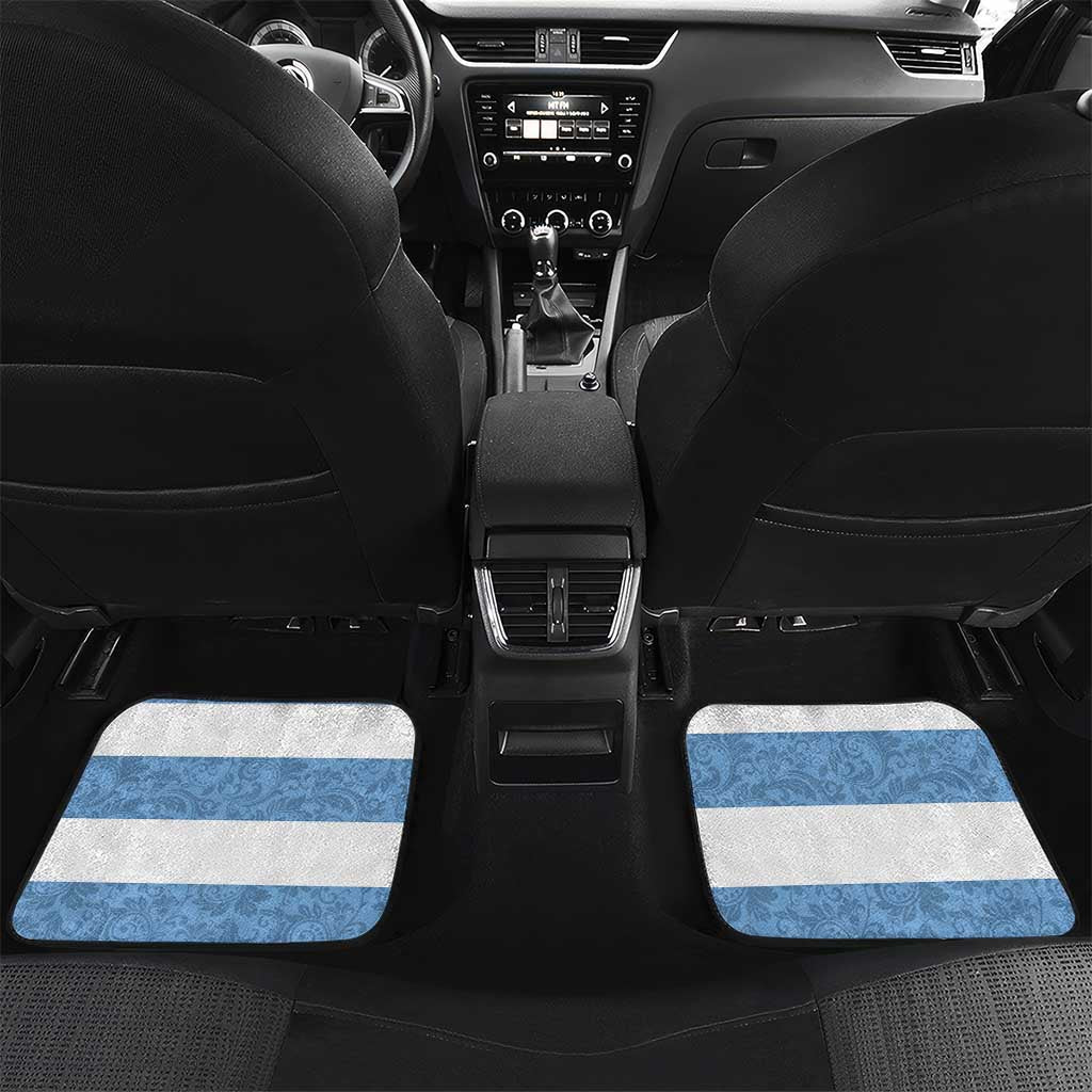 Custom Argentina Rugby 2024 Car Mats Vamos Los Pumas with Jaguar and Floral Pattern - Wonder Print Shop