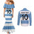 Custom Argentina Rugby 2024 Couples Matching Mermaid Dress and Long Sleeve Button Shirt Vamos Los Pumas with Jaguar and Floral Pattern