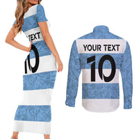 Custom Argentina Rugby 2024 Couples Matching Short Sleeve Bodycon Dress and Long Sleeve Button Shirt Vamos Los Pumas with Jaguar and Floral Pattern - Wonder Print Shop