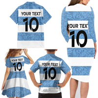 Custom Argentina Rugby 2024 Family Matching Long Sleeve Bodycon Dress and Hawaiian Shirt Vamos Los Pumas with Jaguar and Floral Pattern - Wonder Print Shop
