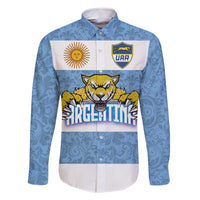 Custom Argentina Rugby 2024 Family Matching Off Shoulder Maxi Dress and Hawaiian Shirt Vamos Los Pumas with Jaguar and Floral Pattern - Wonder Print Shop