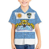 Custom Argentina Rugby 2024 Family Matching Off Shoulder Short Dress and Hawaiian Shirt Vamos Los Pumas with Jaguar and Floral Pattern - Wonder Print Shop