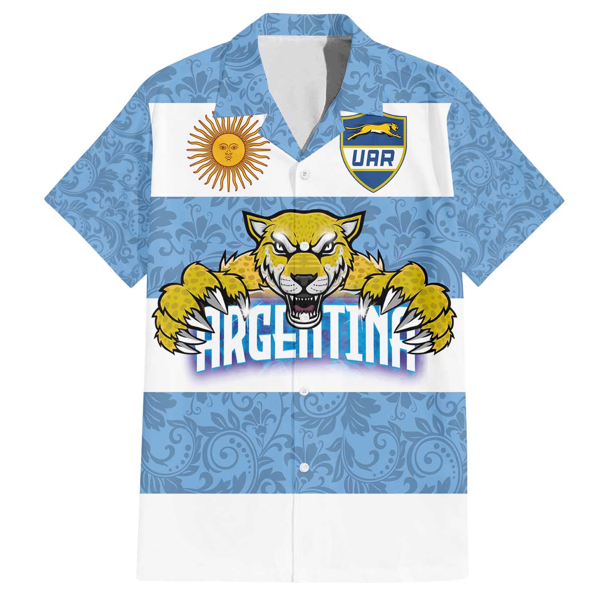Custom Argentina Rugby 2024 Family Matching Puletasi and Hawaiian Shirt Vamos Los Pumas with Jaguar and Floral Pattern - Wonder Print Shop