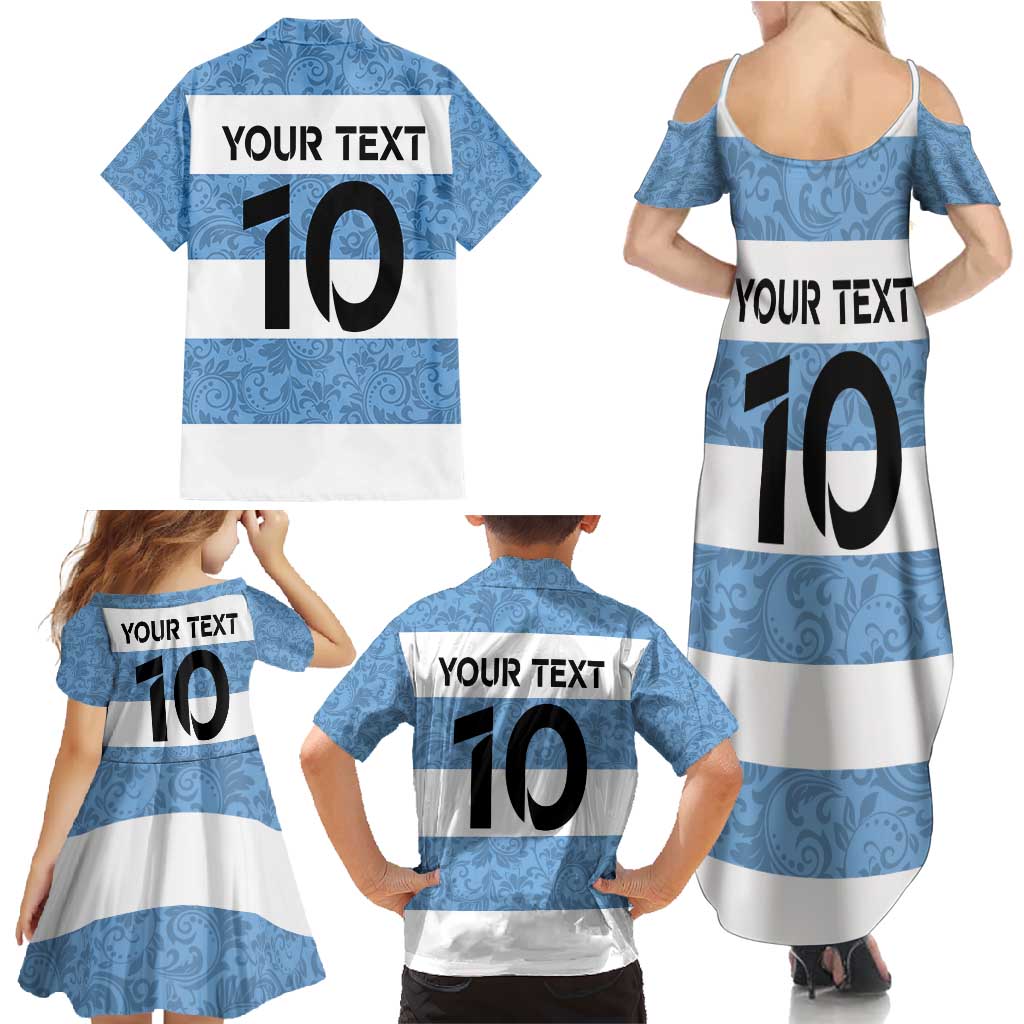 Custom Argentina Rugby 2024 Family Matching Summer Maxi Dress and Hawaiian Shirt Vamos Los Pumas with Jaguar and Floral Pattern - Wonder Print Shop