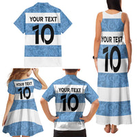 Custom Argentina Rugby 2024 Family Matching Tank Maxi Dress and Hawaiian Shirt Vamos Los Pumas with Jaguar and Floral Pattern - Wonder Print Shop
