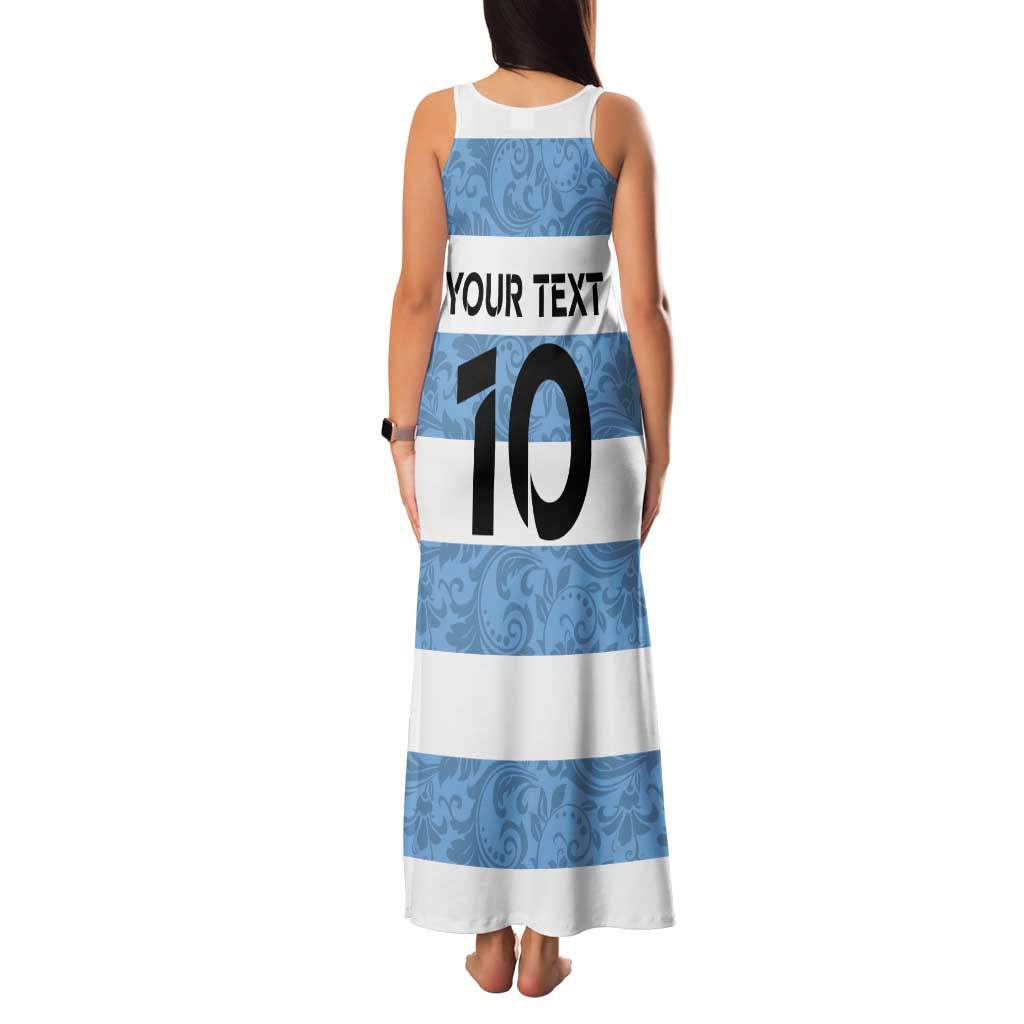Custom Argentina Rugby 2024 Family Matching Tank Maxi Dress and Hawaiian Shirt Vamos Los Pumas with Jaguar and Floral Pattern - Wonder Print Shop