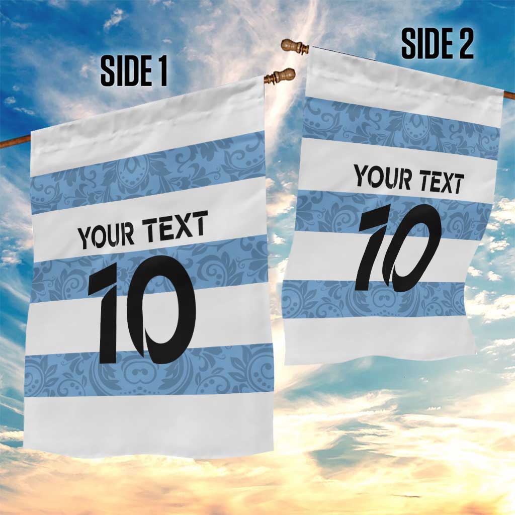 Custom Argentina Rugby 2024 Garden Flag Vamos Los Pumas with Jaguar and Floral Pattern - Wonder Print Shop