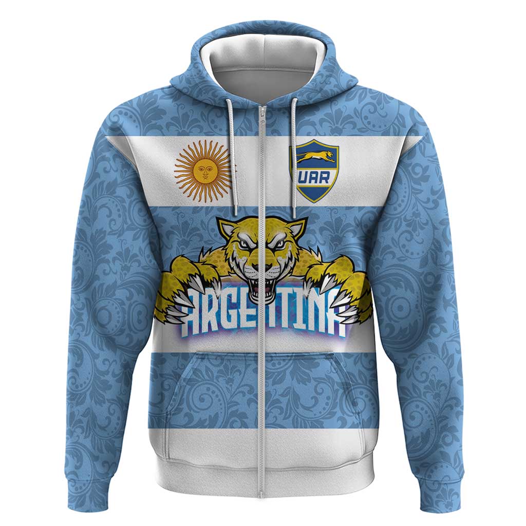 Custom Argentina Rugby 2024 Hoodie Vamos Los Pumas with Jaguar and Floral Pattern - Wonder Print Shop