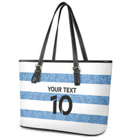 Custom Argentina Rugby 2024 Leather Tote Bag Vamos Los Pumas with Jaguar and Floral Pattern - Wonder Print Shop