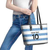 Custom Argentina Rugby 2024 Leather Tote Bag Vamos Los Pumas with Jaguar and Floral Pattern - Wonder Print Shop