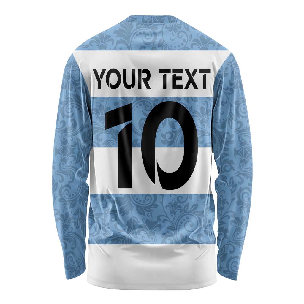 Custom Argentina Rugby 2024 Long Sleeve Shirt Vamos Los Pumas with Jaguar and Floral Pattern - Wonder Print Shop
