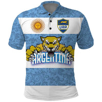 Custom Argentina Rugby 2024 Polo Shirt Vamos Los Pumas with Jaguar and Floral Pattern - Wonder Print Shop