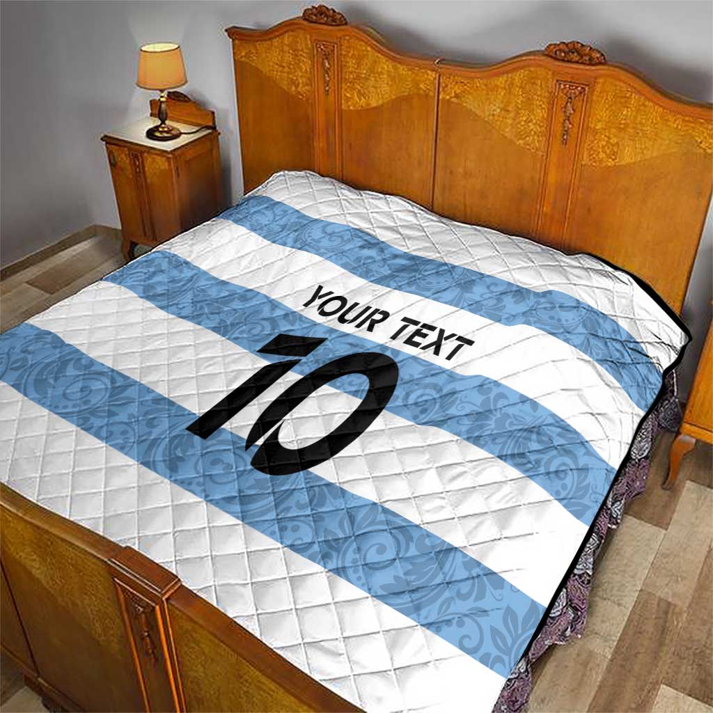 Custom Argentina Rugby 2024 Quilt Vamos Los Pumas with Jaguar and Floral Pattern - Wonder Print Shop