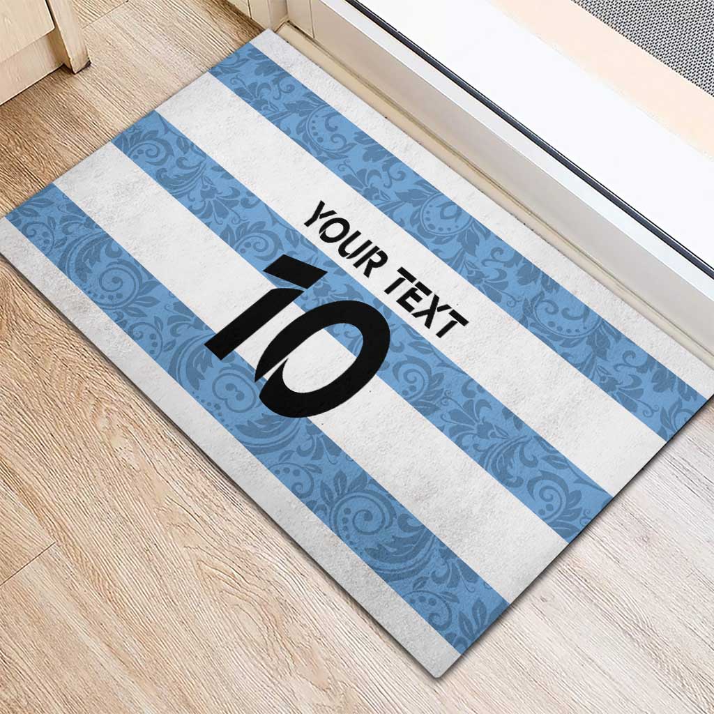 Custom Argentina Rugby 2024 Rubber Doormat Vamos Los Pumas with Jaguar and Floral Pattern - Wonder Print Shop