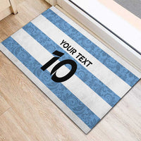 Custom Argentina Rugby 2024 Rubber Doormat Vamos Los Pumas with Jaguar and Floral Pattern - Wonder Print Shop