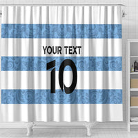 Custom Argentina Rugby 2024 Shower Curtain Vamos Los Pumas with Jaguar and Floral Pattern