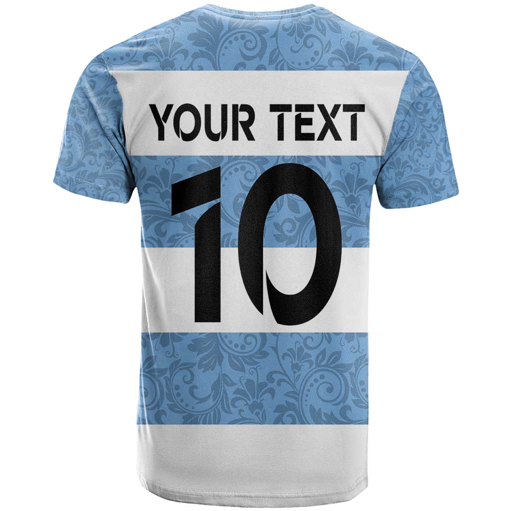 Custom Argentina Rugby 2024 T Shirt Vamos Los Pumas with Jaguar and Floral Pattern - Wonder Print Shop