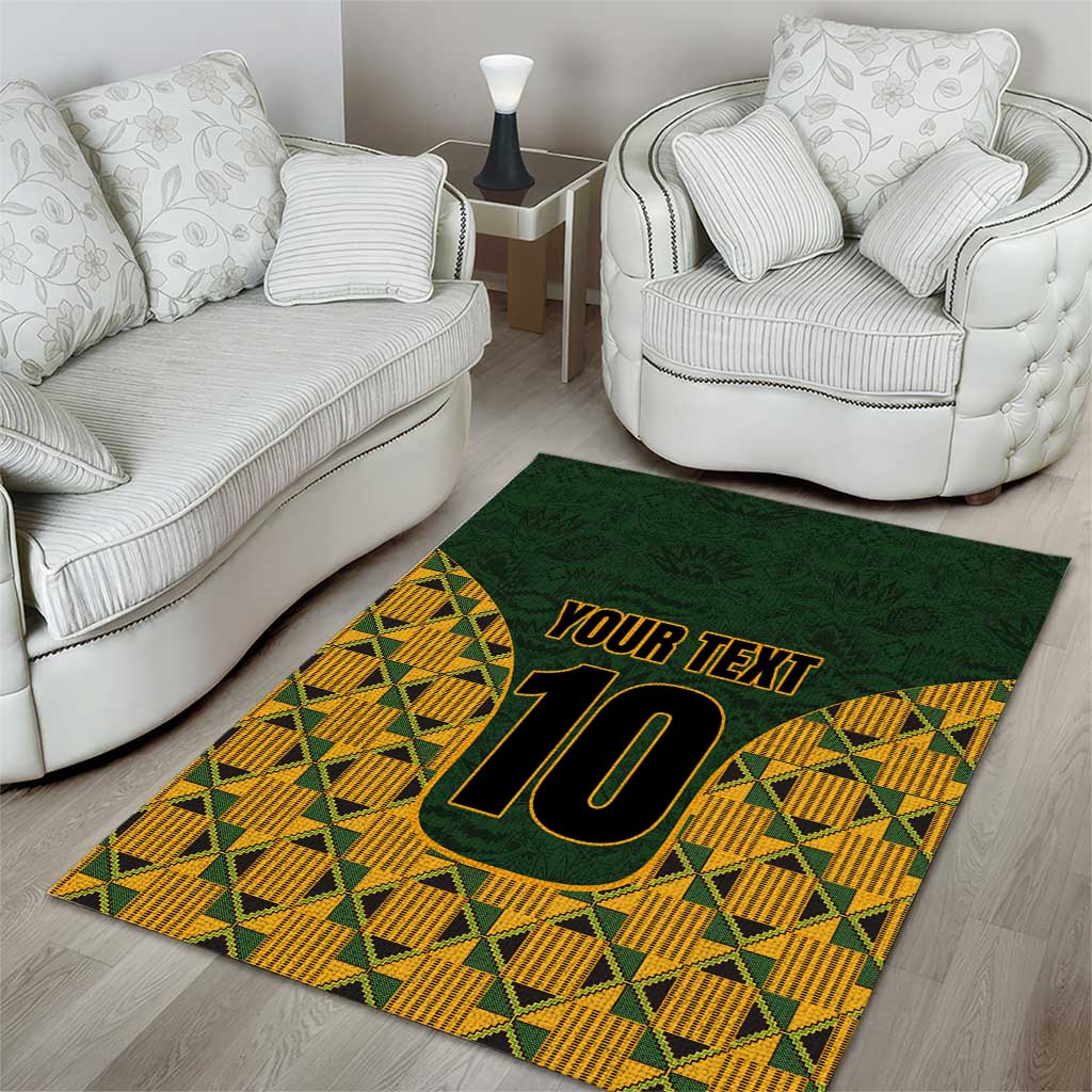 Custom South Africa Rugby 2024 Area Rug Go Champion Springboks and Kente Pattern - Wonder Print Shop