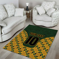 Custom South Africa Rugby 2024 Area Rug Go Champion Springboks and Kente Pattern - Wonder Print Shop