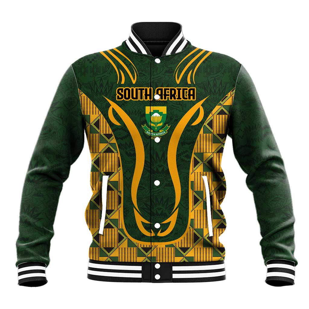 Custom South Africa Rugby 2024 Baseball Jacket Go Champion Springboks and Kente Pattern - Wonder Print Shop