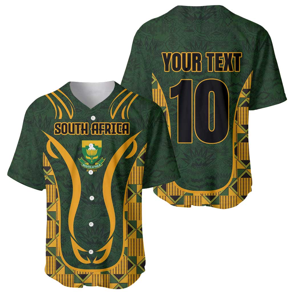 Custom South Africa Rugby 2024 Baseball Jersey Go Champion Springboks and Kente Pattern - Wonder Print Shop
