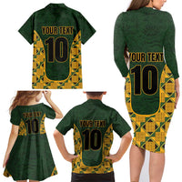 Custom South Africa Rugby 2024 Family Matching Long Sleeve Bodycon Dress and Hawaiian Shirt Go Champion Springboks and Kente Pattern - Wonder Print Shop