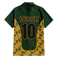 Custom South Africa Rugby 2024 Family Matching Off The Shoulder Long Sleeve Dress and Hawaiian Shirt Go Champion Springboks and Kente Pattern - Wonder Print Shop