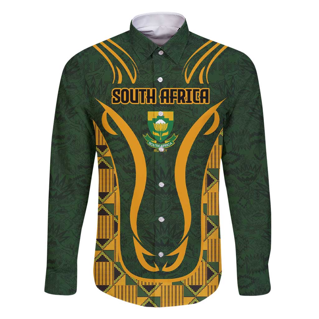 Custom South Africa Rugby 2024 Family Matching Short Sleeve Bodycon Dress and Hawaiian Shirt Go Champion Springboks and Kente Pattern - Wonder Print Shop