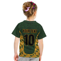 Custom South Africa Rugby 2024 Kid T Shirt Go Champion Springboks and Kente Pattern - Wonder Print Shop
