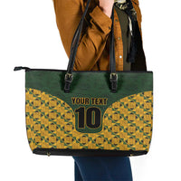 Custom South Africa Rugby 2024 Leather Tote Bag Go Champion Springboks and Kente Pattern - Wonder Print Shop