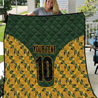 Custom South Africa Rugby 2024 Quilt Go Champion Springboks and Kente Pattern - Wonder Print Shop