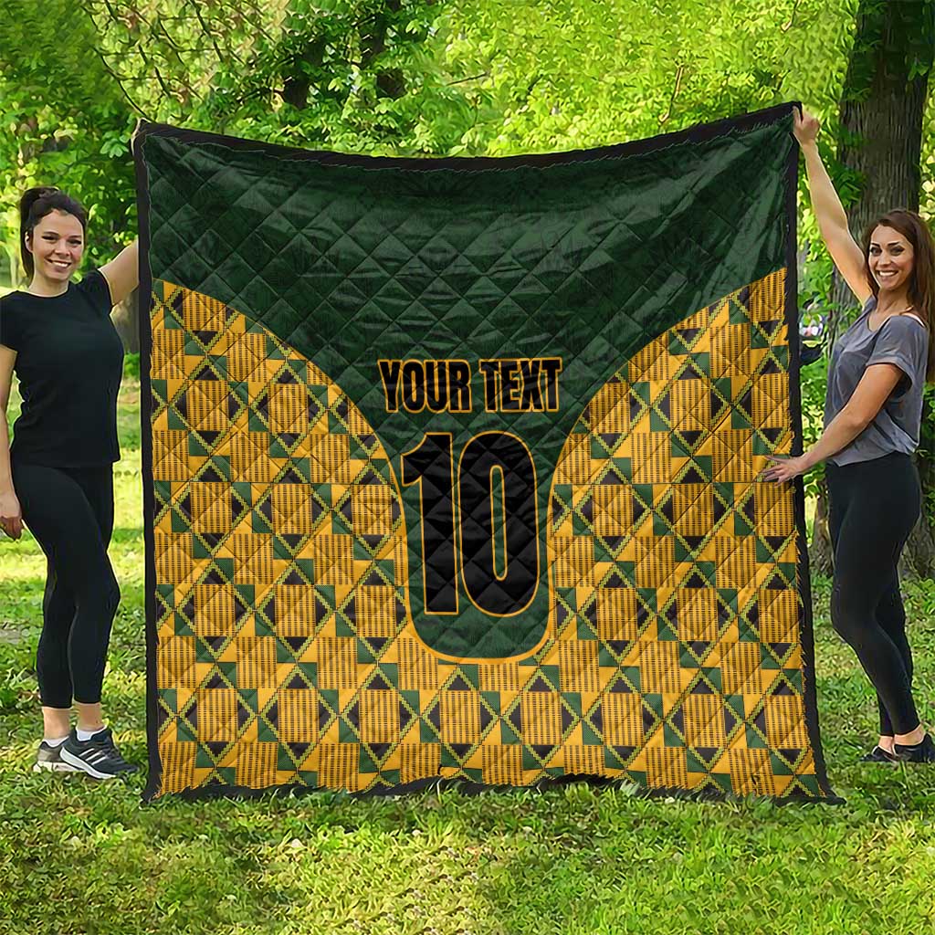 Custom South Africa Rugby 2024 Quilt Go Champion Springboks and Kente Pattern - Wonder Print Shop