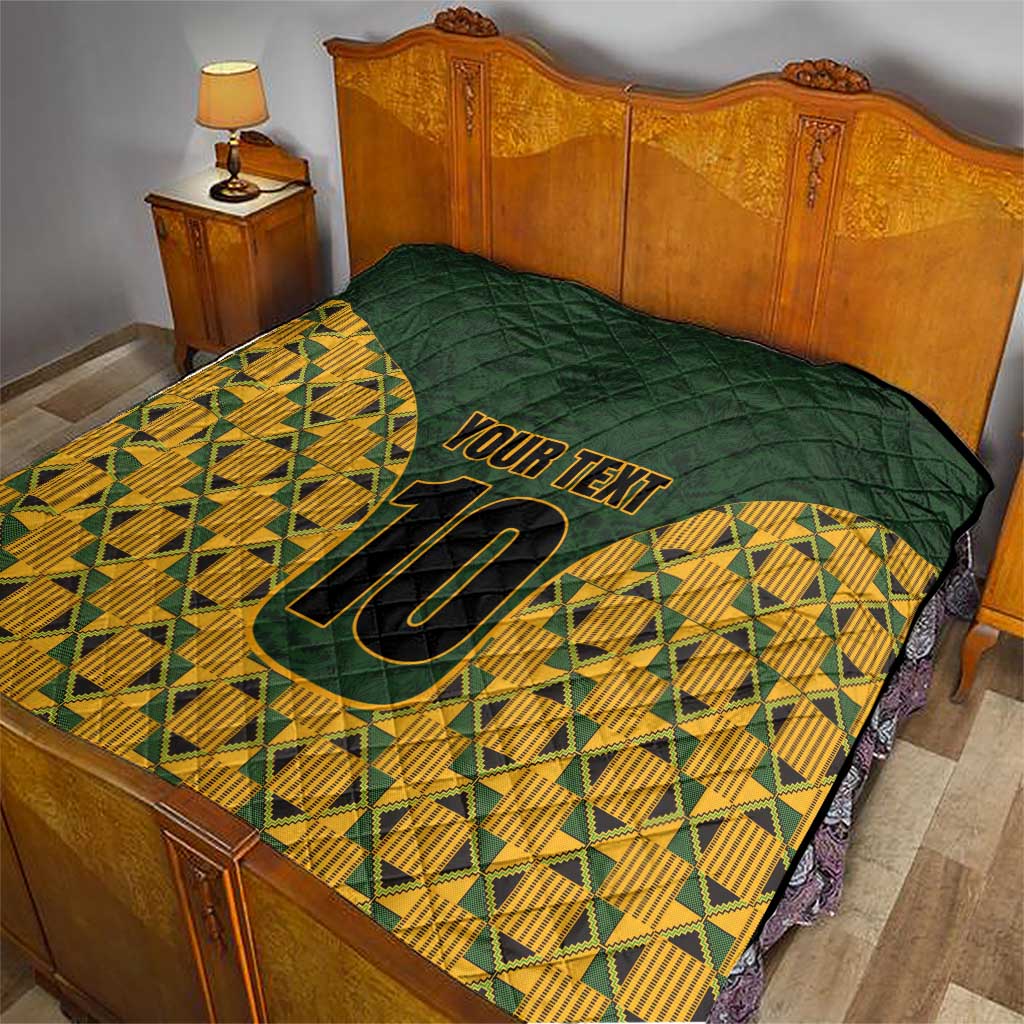 Custom South Africa Rugby 2024 Quilt Go Champion Springboks and Kente Pattern - Wonder Print Shop