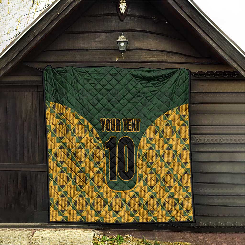 Custom South Africa Rugby 2024 Quilt Go Champion Springboks and Kente Pattern - Wonder Print Shop