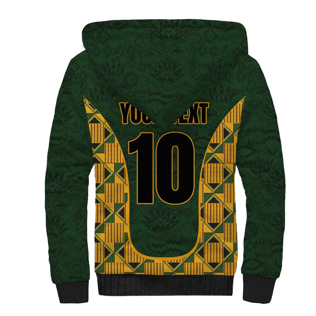 Custom South Africa Rugby 2024 Sherpa Hoodie Go Champion Springboks and Kente Pattern - Wonder Print Shop