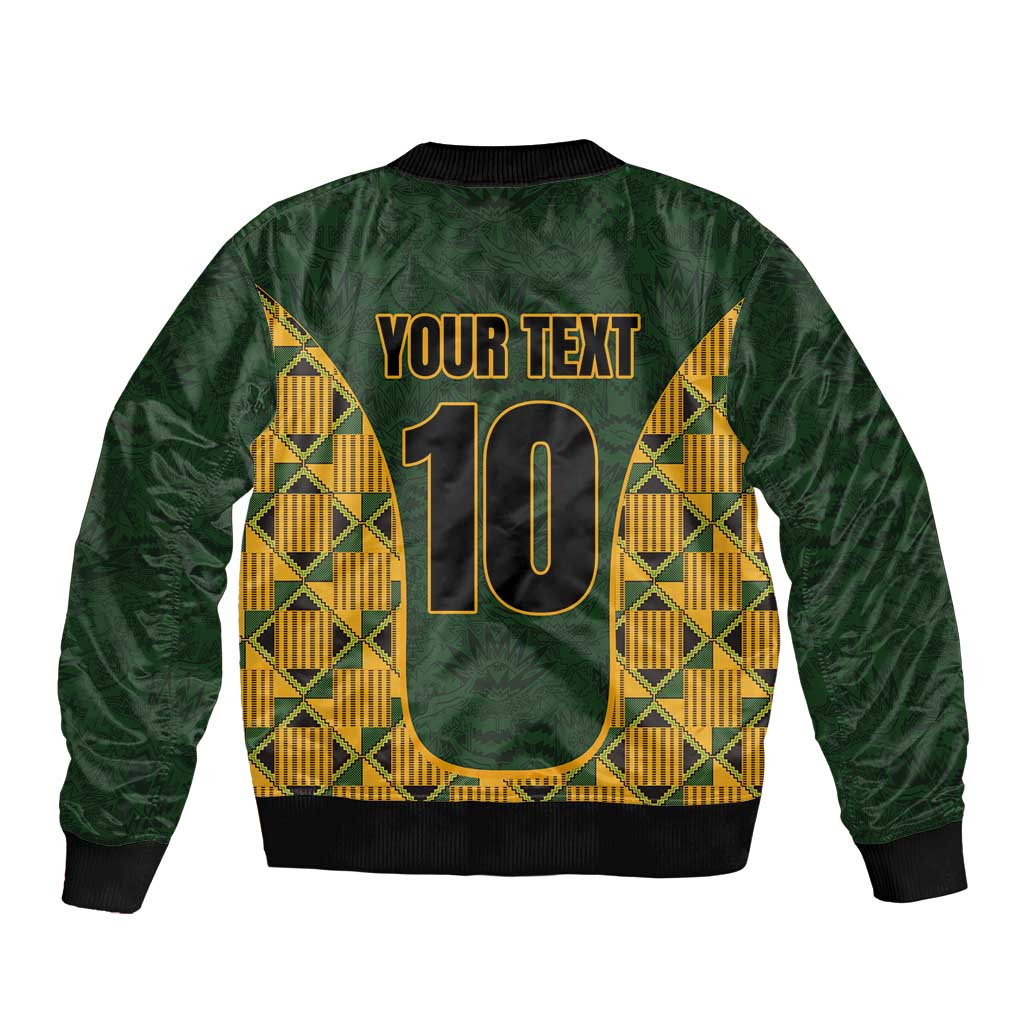 Custom South Africa Rugby 2024 Sleeve Zip Bomber Jacket Go Champion Springboks and Kente Pattern - Wonder Print Shop