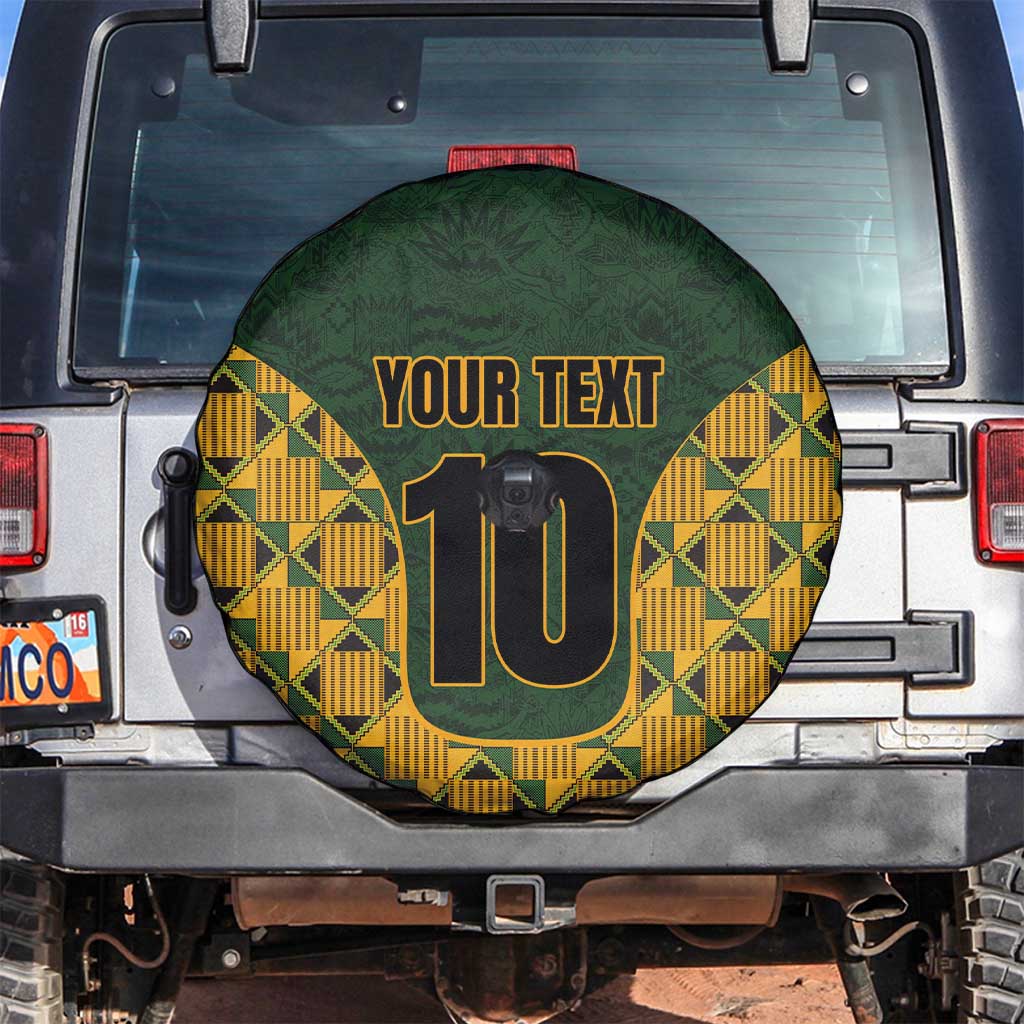 Custom South Africa Rugby 2024 Spare Tire Cover Go Champion Springboks and Kente Pattern - Wonder Print Shop