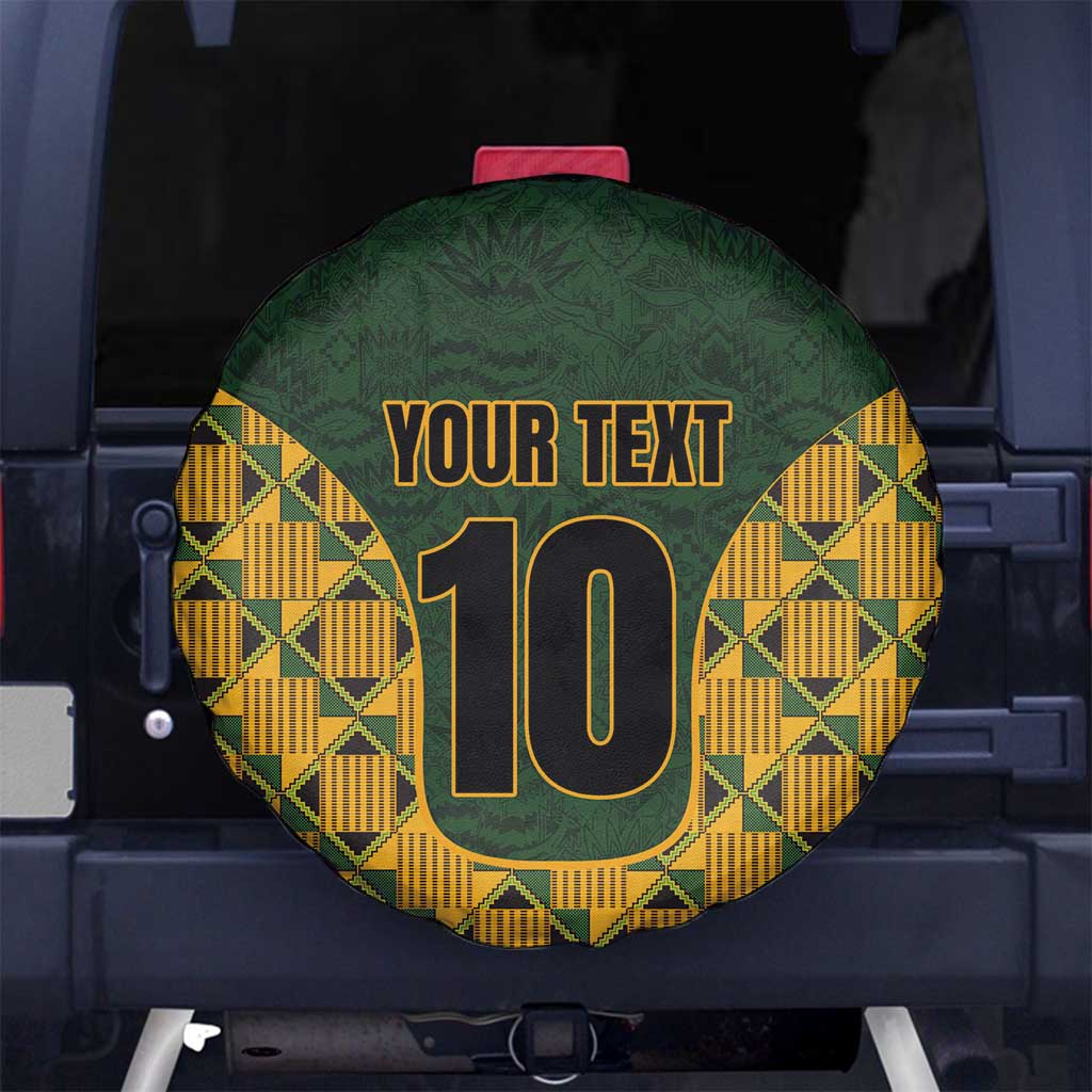 Custom South Africa Rugby 2024 Spare Tire Cover Go Champion Springboks and Kente Pattern - Wonder Print Shop